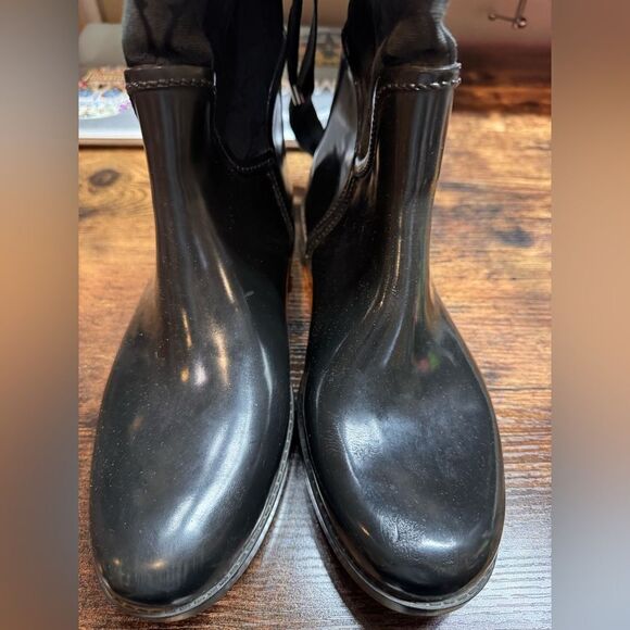 Coach Black Logo Rain Boots size 8 - Picture 8 of 13